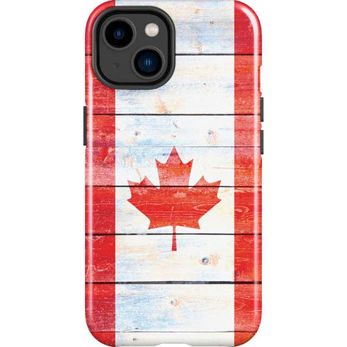 Canada Flag Light Wood iPhone 15 Plus Impact Case